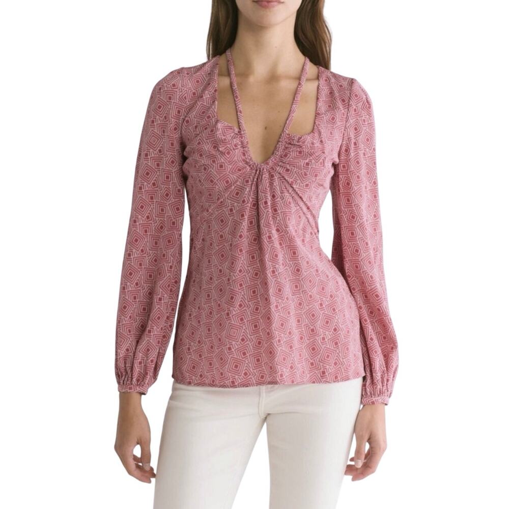 EQUIPMENT FEMME Women’s Silk Arden Geo Print Long Sleeve Top